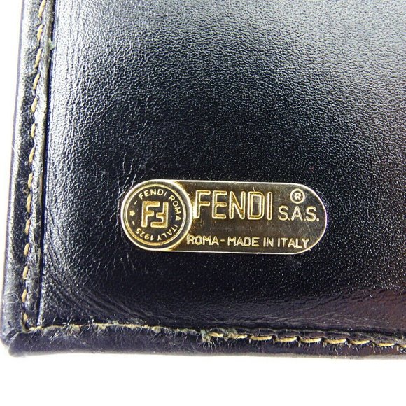FENDI W Hook Wallet Pecan Beige PVC x Leather Authentic USED - Picture 9 of 11
